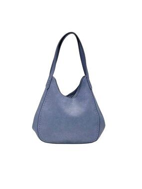 Style & Co Blue Faux Leather Whip-Stitch Soft 4-Poster Tote Bag